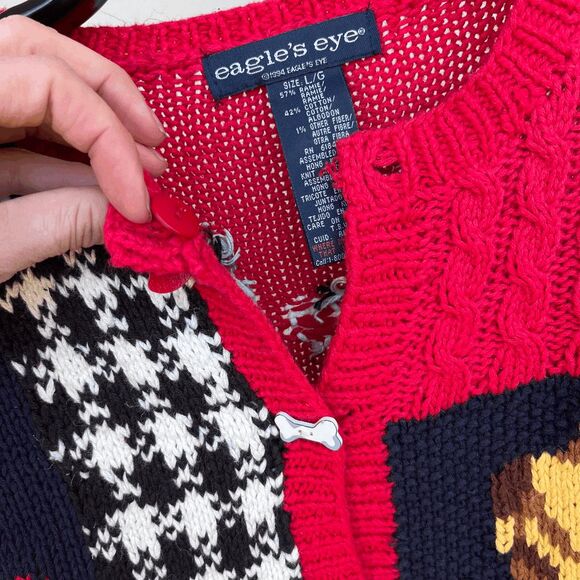 Vintage Dog-Themed Novelty Knit Cardigan by Eagle’s Eye - SZ L - Picture 11 of 12